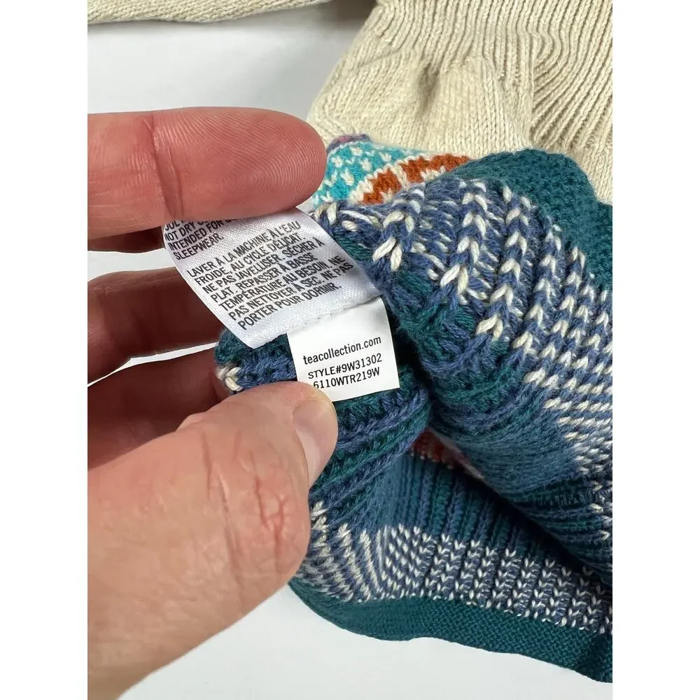 NEW Tea Collection Fox Fair Isle Sweater Dress Almond 3-6 Months